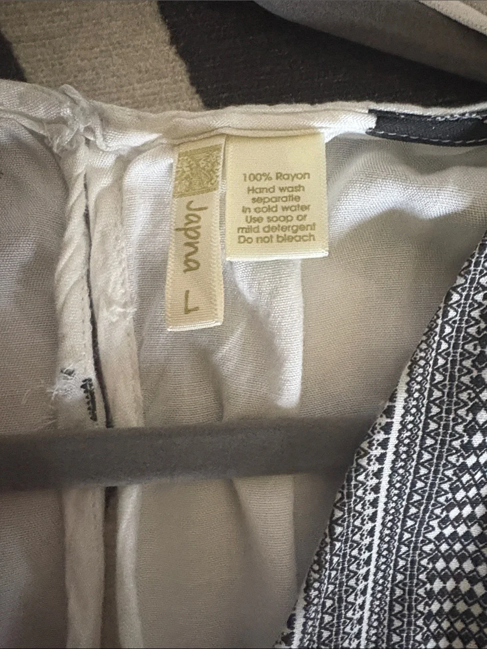 Japna White Maxi Dress with Black Floral Print and Gray Trim - Picture 2 of 4